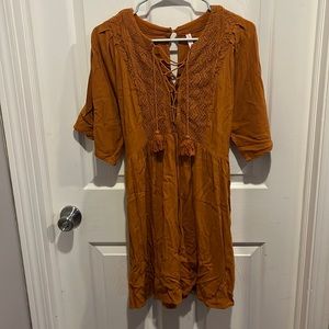 Xhilaration boho babydoll dress in mustard